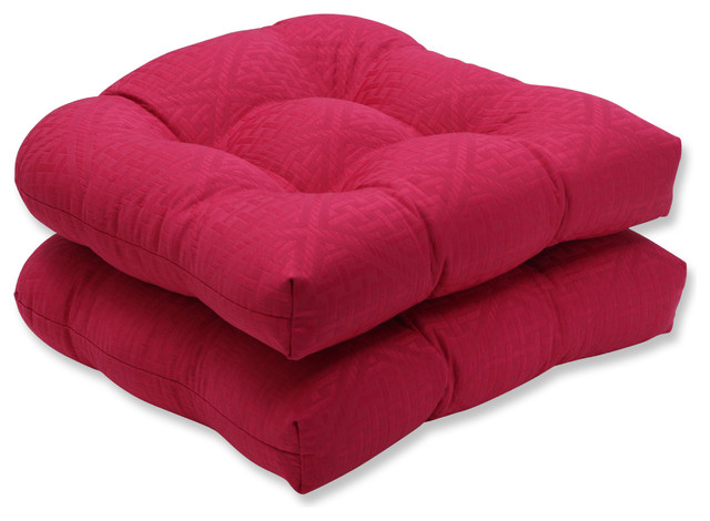 Outdoor Indoor Paragon Raspberry Wicker Seat Cushion Set Of 2 Wicker Seat Cushion Set