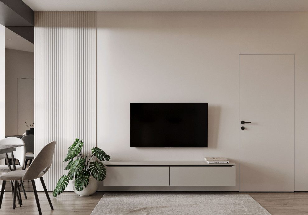 Монохромная кухня - гостиная