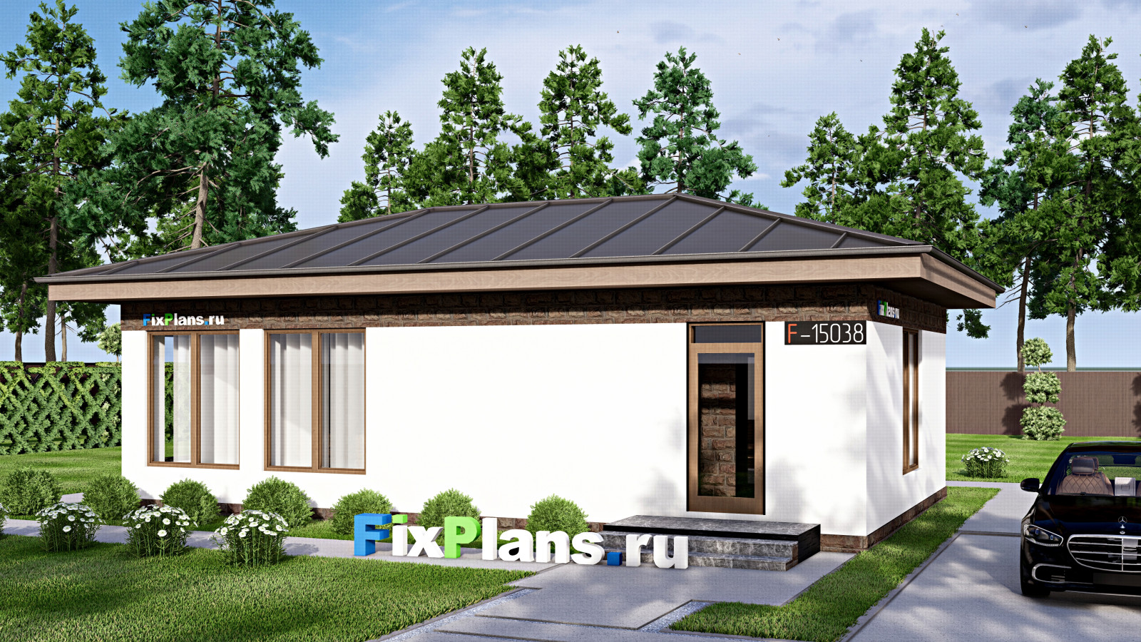 Проект одноэтажного дома 8х12м S62м2 F-15038