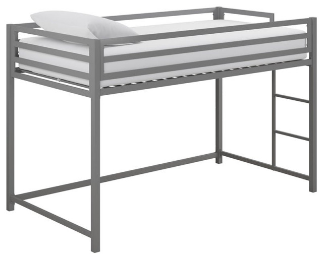 DHP Mabel Twin Metal Junior Loft Bed in Silver