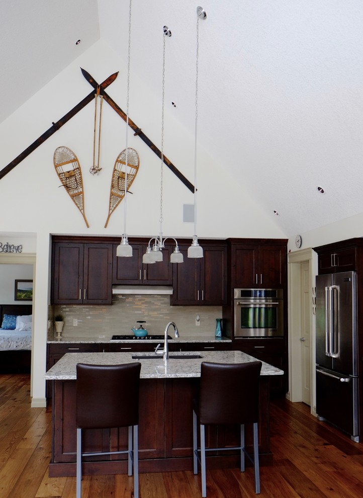 Inspiration for a rustic kitchen remodel in Calgary