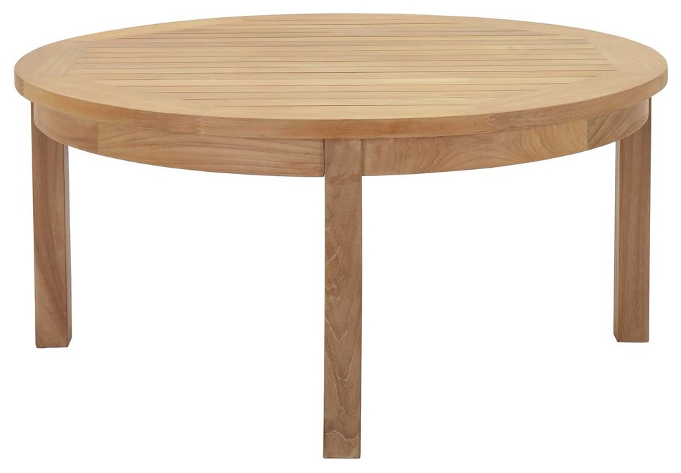 Marina Outdoor Premium Grade A Teak Wood Round Coffee Table, Natural