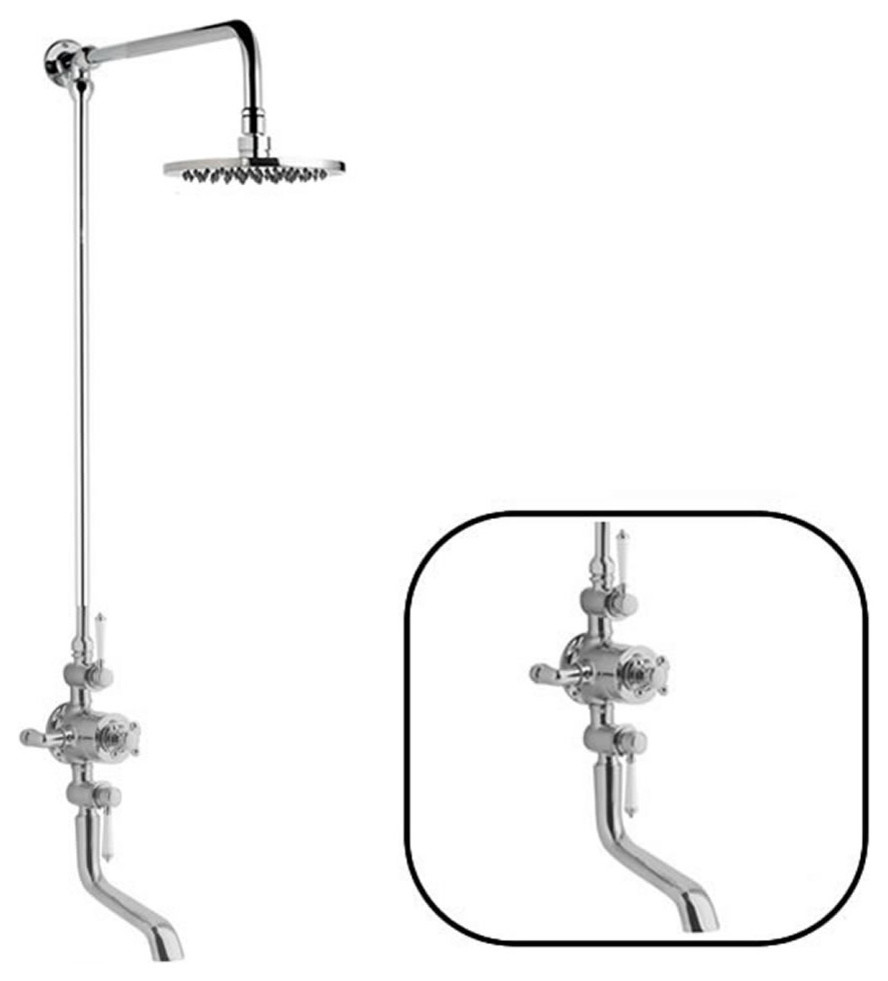 Traditional Thermostatic Shower System With Exposed Valve Rose Head & Tub Spout