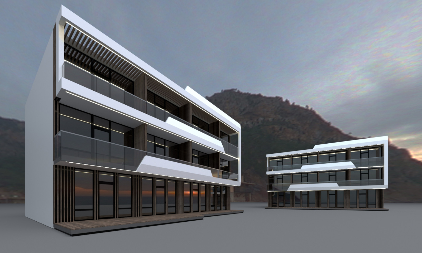 Эскизное предложение дизайна фасада мини-отеля