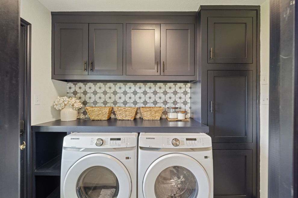 Inspiration for a transitional laundry room remodel in Houston