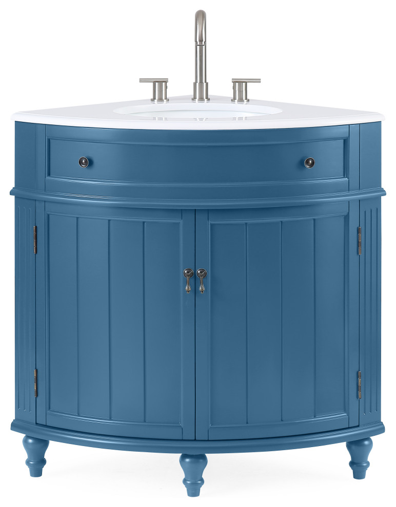 24" Thomasville Cottage Style Teal Blue Bathroom Sink Vanity Eclectic