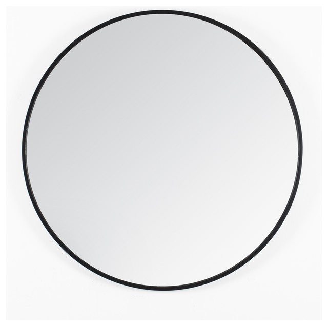 Vasto Metal Frame 24 Round Mirror Contemporary Wall Mirrors Vasto Metal Frame 24 Round Mirror Black
