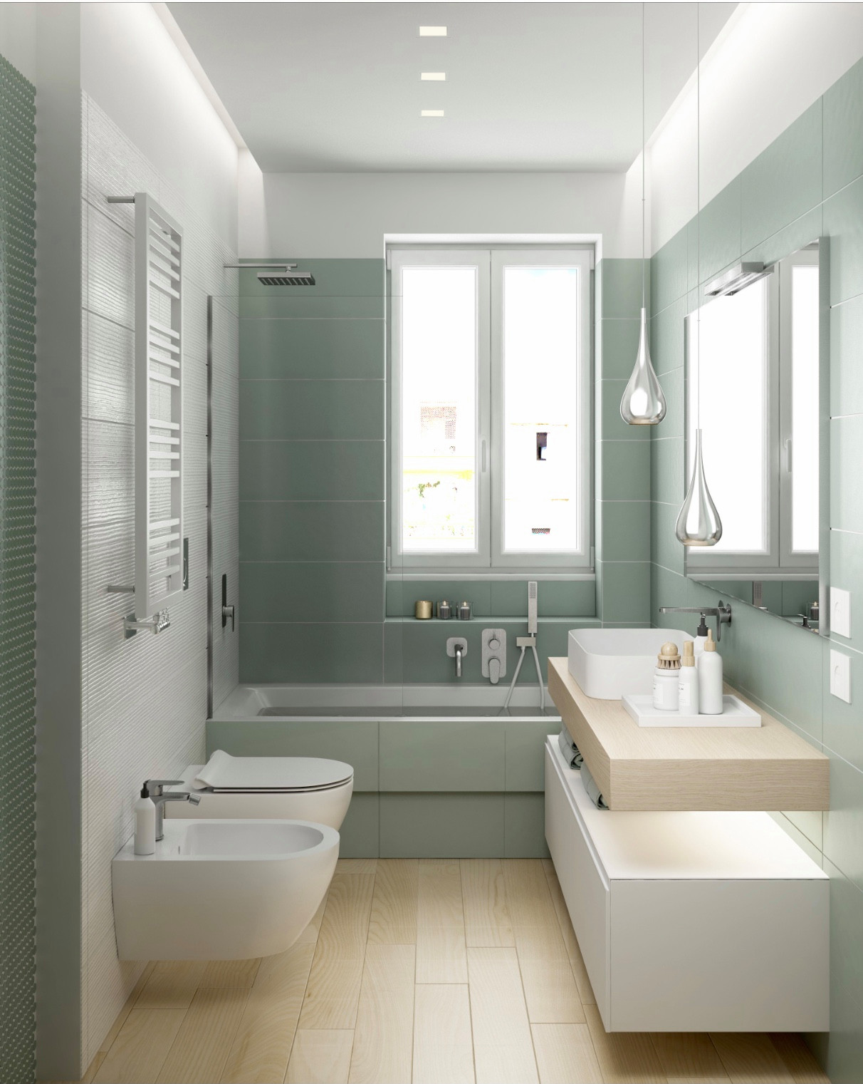 Un bagno con le immagini virtuali del progetto
