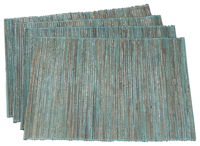 Shimmering Water Hyacinth 14"x20" Placemats, Set of 4, Turquoise