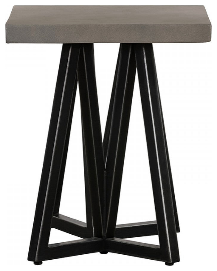Mykolas Modern Concrete and Black Metal End Table Modern Side