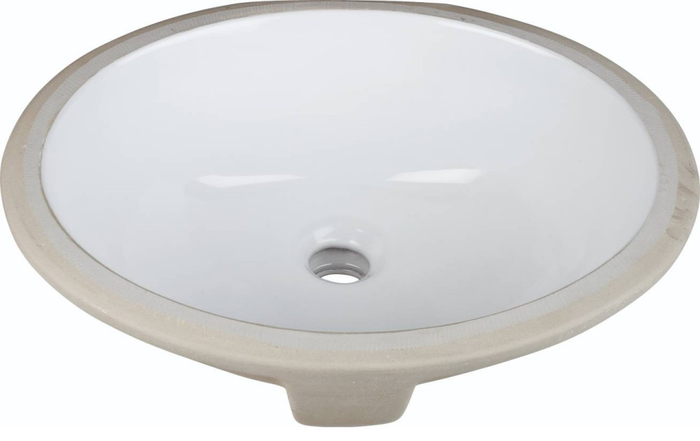 White 15" Oval Undermount Porcelain Bowl