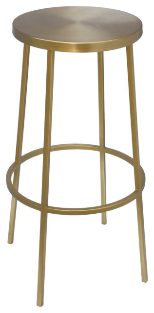 Tyson Contemporary Durable Iron Stool, Brushed Gold, Bar Height