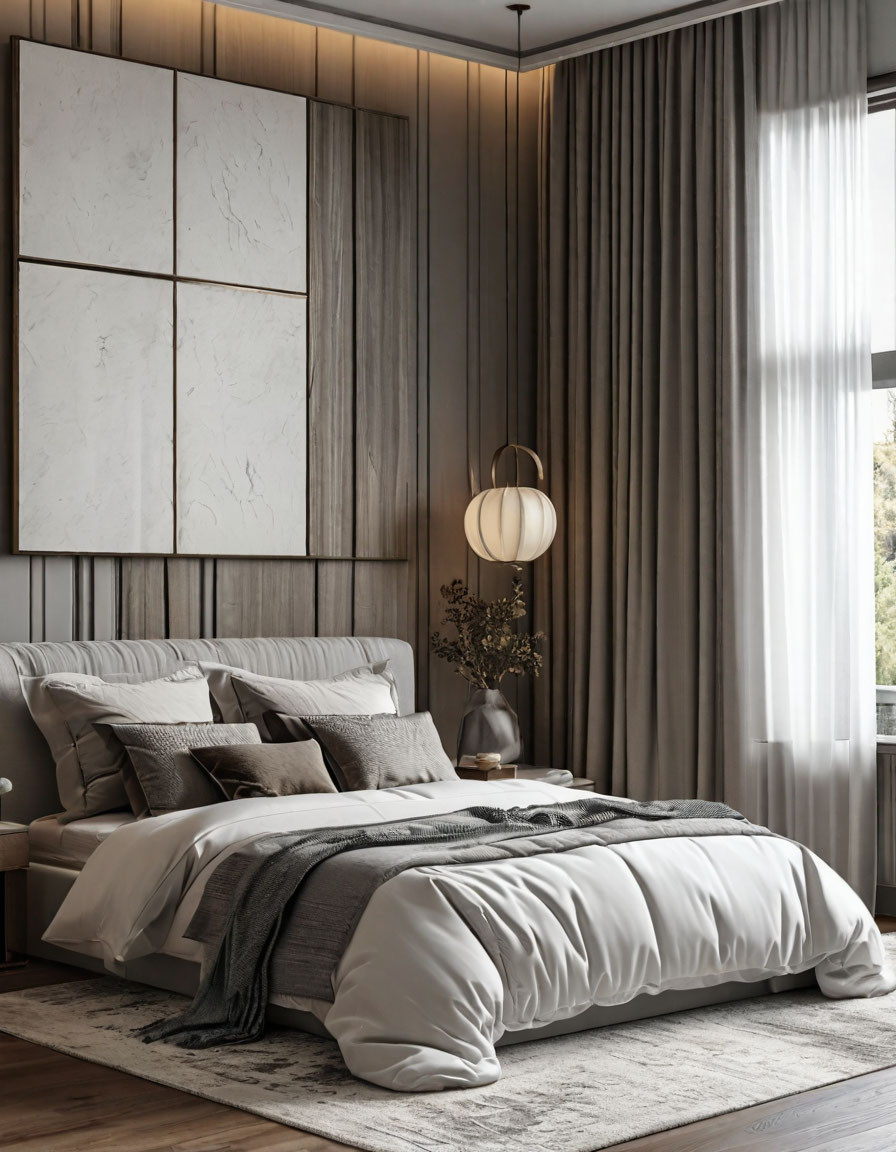 Современные спальни с различным декором и панелями