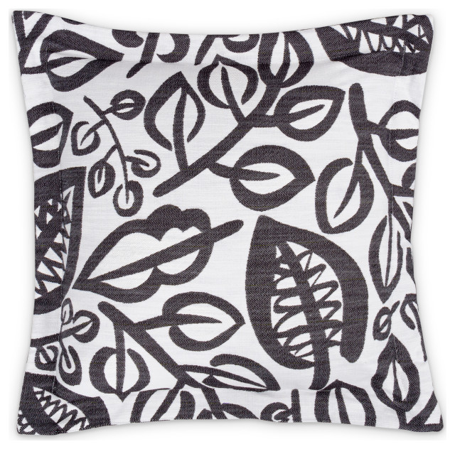 Uptown Downtown Zio 24" Square Throw Pillow, Black/White Contemporary Decorative Pillows