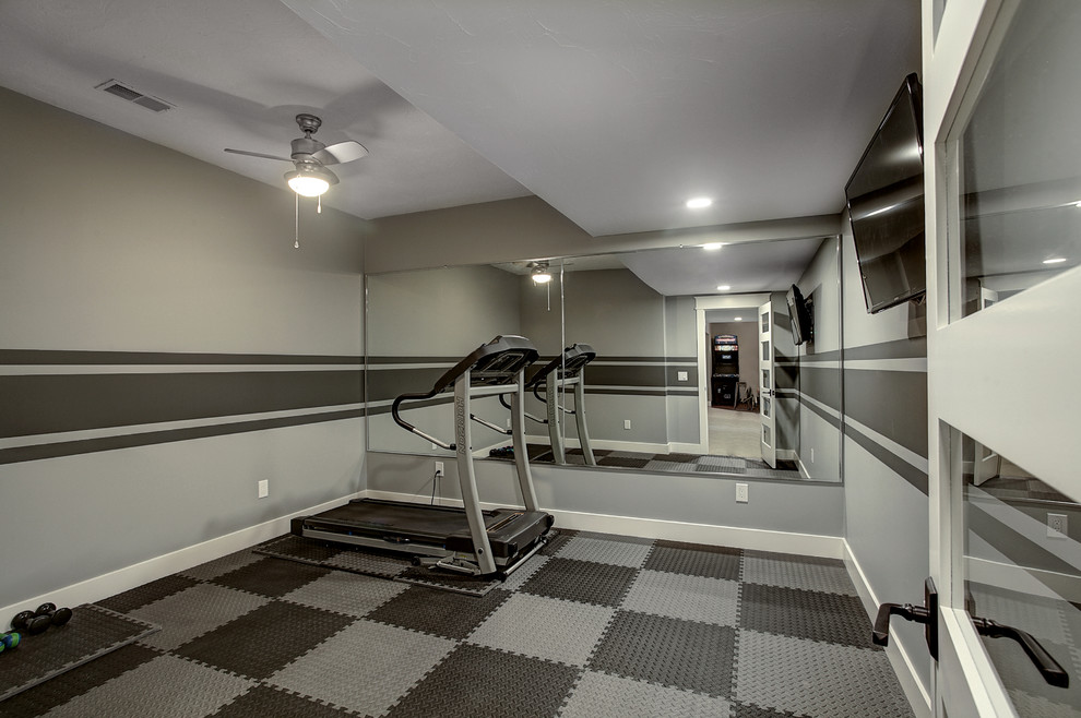 Photo of an arts and crafts home gym in Grand Rapids.