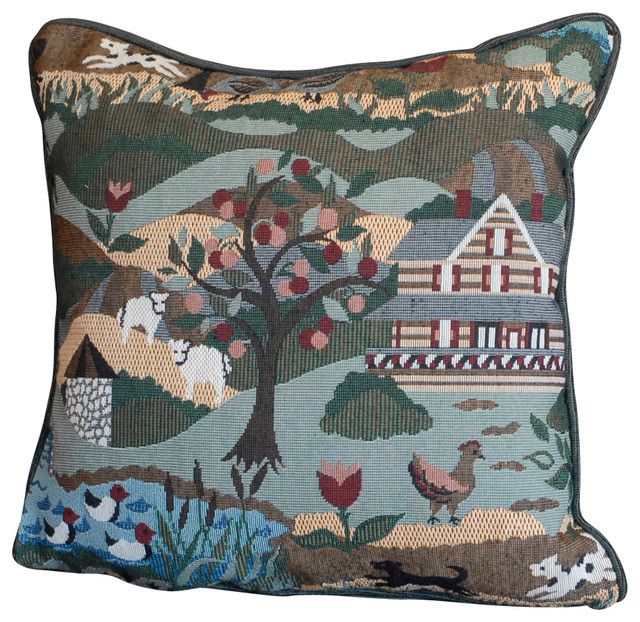 Country Farm Square 17"x17" Throw Pillow Farmhouse Decorative