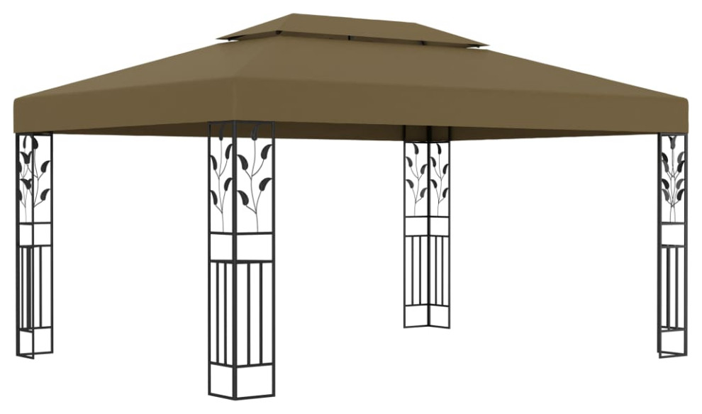 vidaXL Gazebo Pop up Canopy Party Pavilion with Double Roof for Garden Taupe
