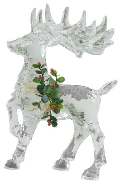 Large Clear Acrylic Reindeer With Mistletoe Decoration Traditional Holiday Accents And Figurines By Zaer Ltd Houzz