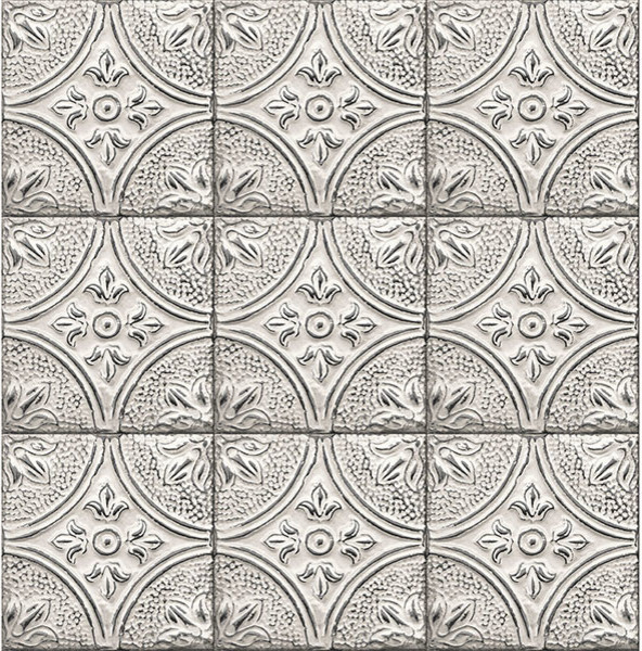 Brasserie Silver Tin Ceiling Tile Wallpaper Bolt