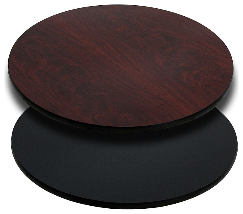 42" Round Table Top With Reversible Laminate Top, Mahogany