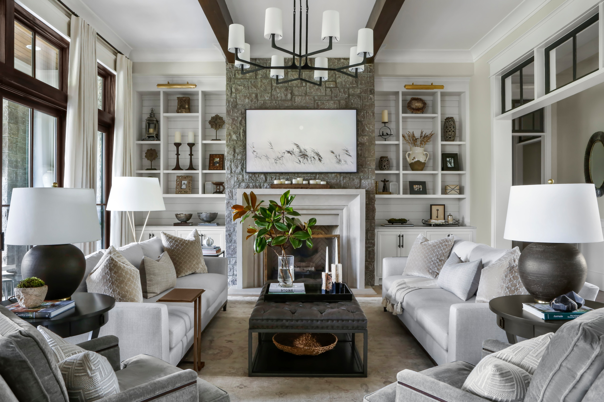 5 Stylish New Living Rooms Designed Around a Fireplace