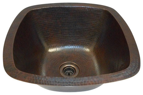 Aged Copper 15" Copper Kitchen Bar Prep Sink-Strainer Drain Included