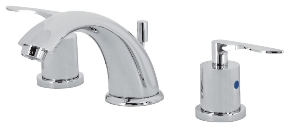 Two-Handle 3-Hole Deck Mount Widespread Bathroom Faucet With Drain, Chrome