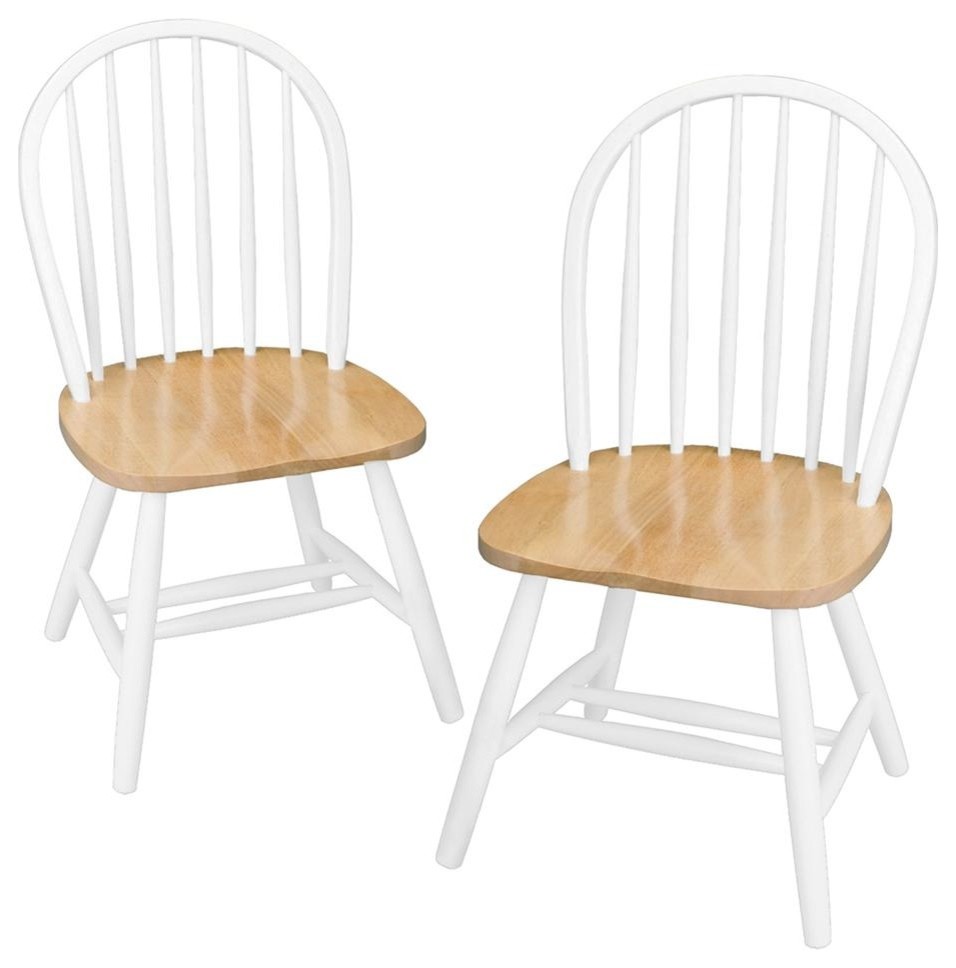 Pair of Beech & White Windsor Design Chairs