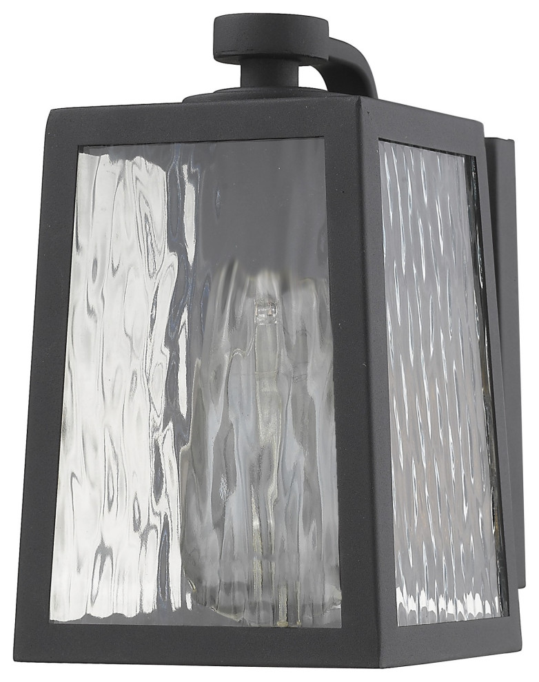 Matte Black glass panels Outdoor Wall Light Transitional Outdoor