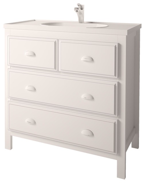 British Collection Freestanding Bathroom Vanity Unit, White, 80 Cm