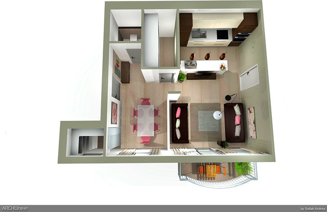 Kitchen conversion in two different style modern-rendering