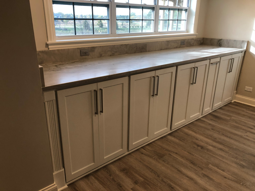 Example of a transitional basement design in Chicago