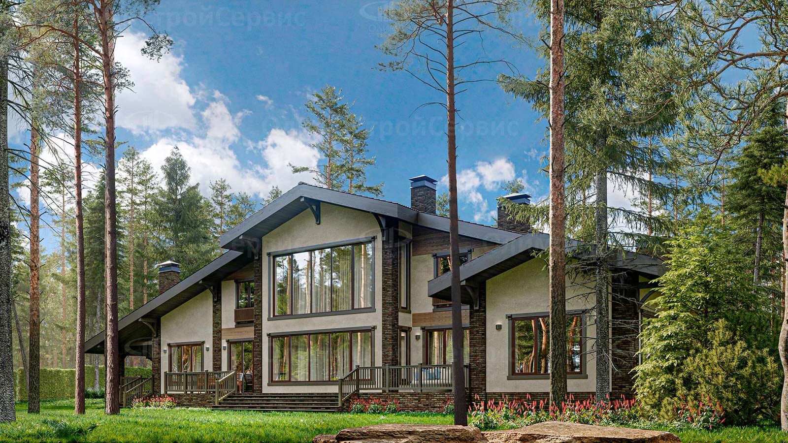 2-этажный дом «Брайль» в стиле Шале