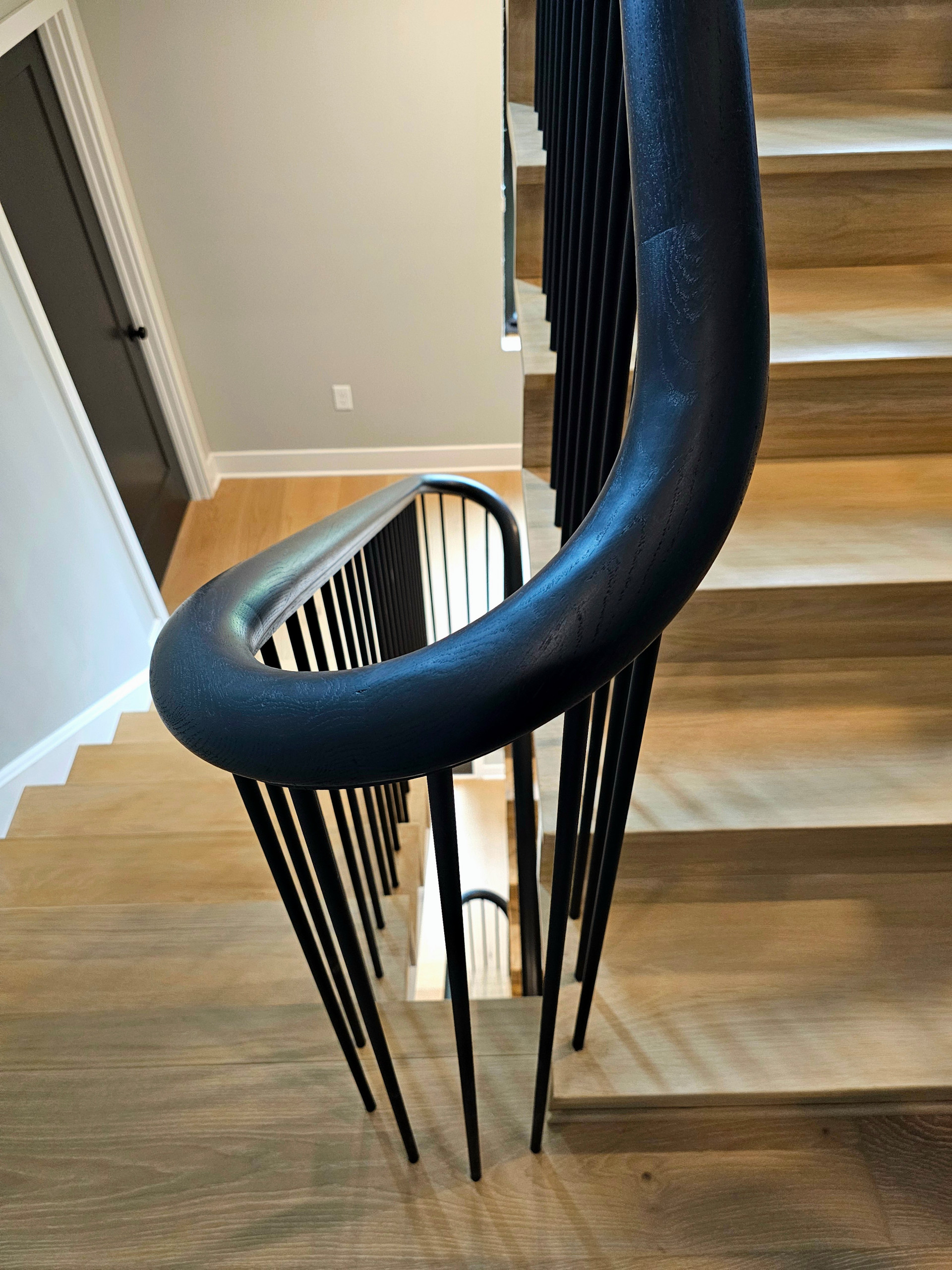 115_Stunning Continuous Rail System on 3 Story Floating Stairs; Arlington, VA 22