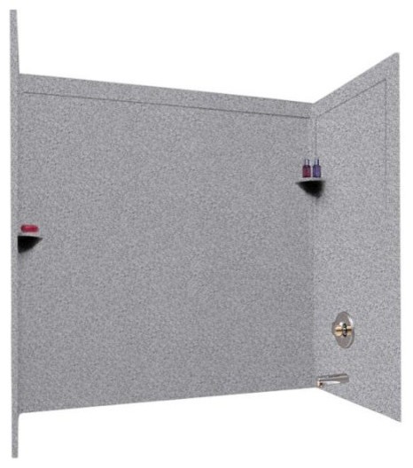 Swan 32x60x60 Solid Surface Bathtub Wall Kit, Gray Granite