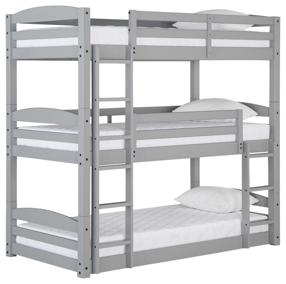Dorel Living Aaida Triple Floor Bunk Bed, Gray Transitional Bunk