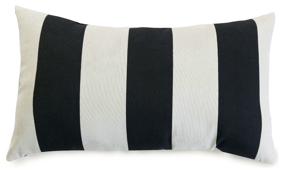 Black Vertical Stripe Small Pillow 12x20 Contemporary Outdoor Cushions And Pillows by The