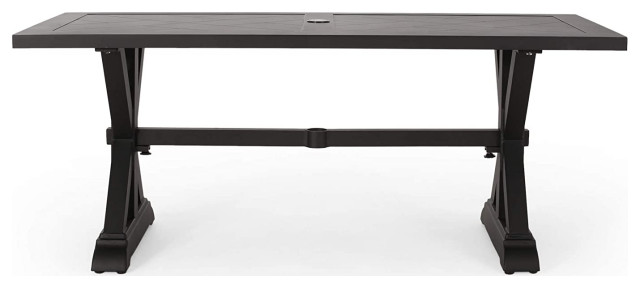 Outdoor Dining Table, X-Shaped Legs With Rectangular Top, Antique Matte Black