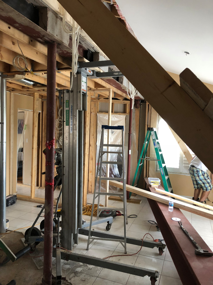 Interior work steel beams and structural