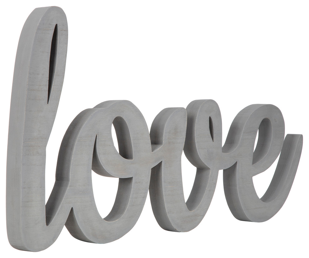 Gallery Solutions Large Gray Script Love Wood Cut Out Word Wall Decor Contemporary Wall Accents By Pinnacle Frames