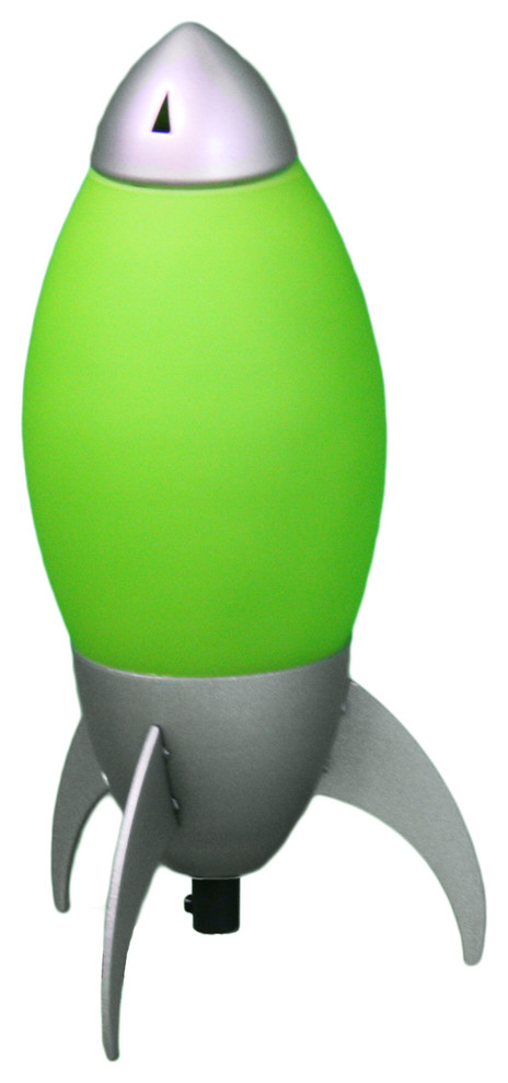 10.5" Kid's Red Rocket Table Lamp, Green