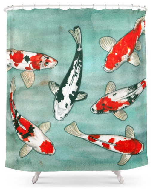 Le Ballet Des Carpes Koi Shower Curtain Asian Curtains Le Ballet Des Carpes Koi Shower Curtain