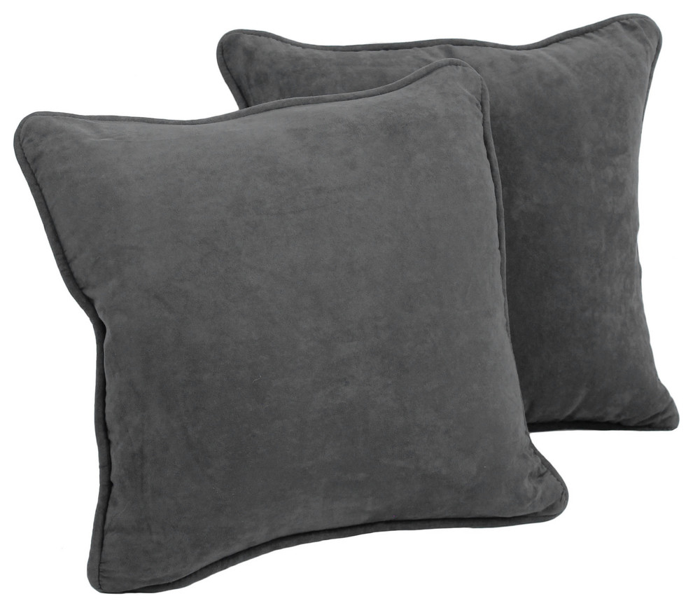 18" Microsuede Square Throw Pillow Inserts, Set of 2, Steel Grey