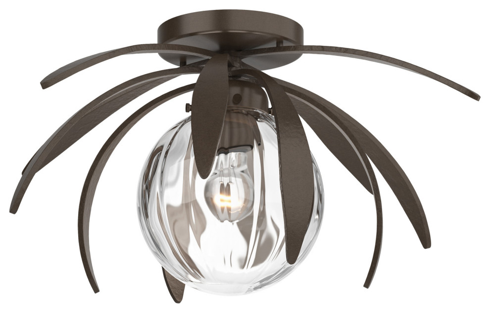 Dahlia Flush Mount, Bronze, Water Glass by Hubbardton Houzz