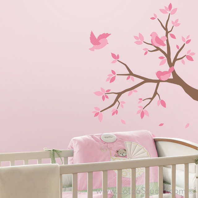 Pink Sweet Birds & Branches Wall Decals
