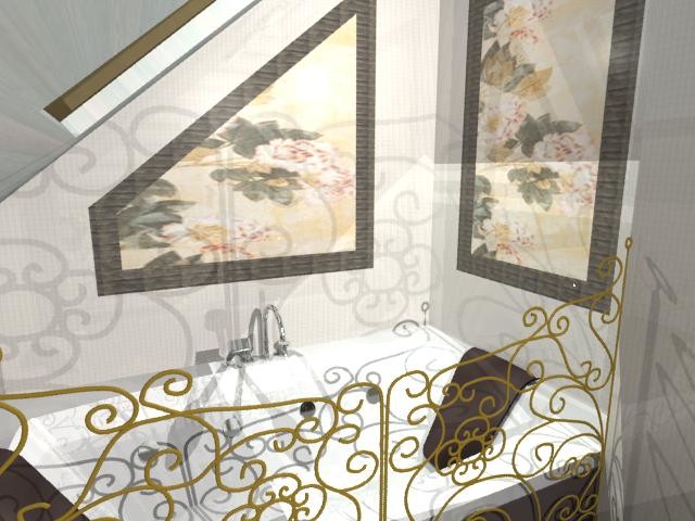 ванная с джакузи на мансардном этаже в доме из бруса