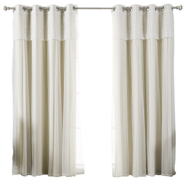 Tulle Sheer With Attached Valance, Curtains With Valance Attached