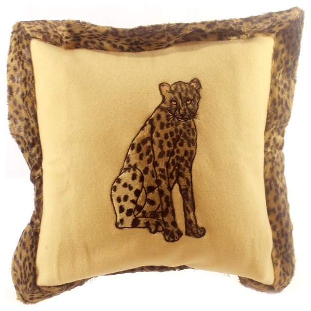 Home Decor Cheetah Square Pillow Sham Fabric Cat Hunting Leopard