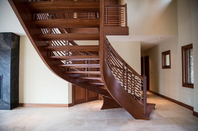 Music Contemporary Curved Floating Staircase Modern Music Contemporary Curved Floating Staircase Modern Seattle By Nk Woodworking