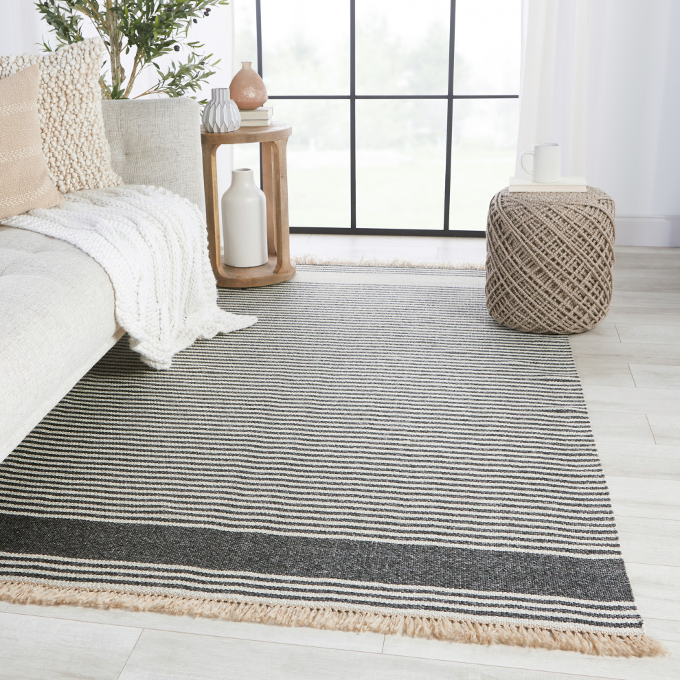 Vibe by Jaipur Living Strand Indoor/ Outdoor Striped Area Rug, Dark Gray/Beige
